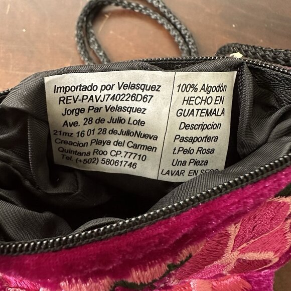 Pink Boho Embroidered Floral Guatemalan Crossbody Bohemian Purse Zip Fringe - Picture 6 of 7